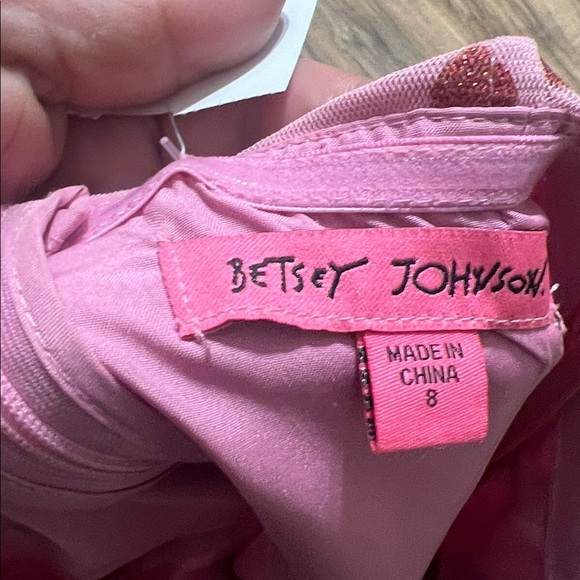 Betsey Johnson Pink Glitter Heart Tulle Dress Sz 8 Sweetheart Strapless Romantic - Picture 7 of 12